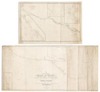 (BLUEBACK CHARTS.) Two large engraved nineteenth-century American nautical charts.                                                               
